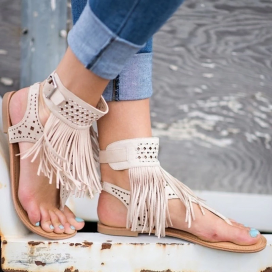 Summmer Shoes Flat Sandals Women Sexy Tassel 2021 Lady Rome Sandals Shoes Ankle Flat Flip Flops Shoes Summer For Women