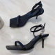 2021 New Square Toe Women Sandals Crystal Letters Decor Women Pumps Sexy High Heels Silk Wedding Dress Shoes Gladiator Sandal